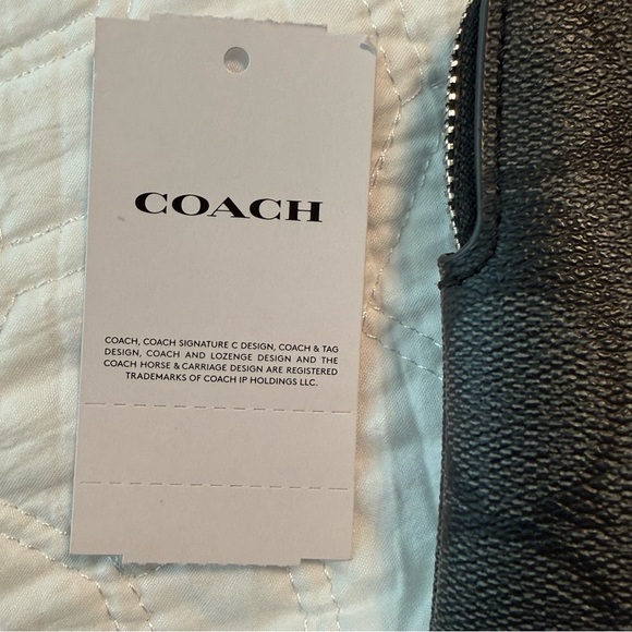 Coach Corner Zip Wristlet in Signature Canvas Black and Silver NEW - Picture 8 of 8